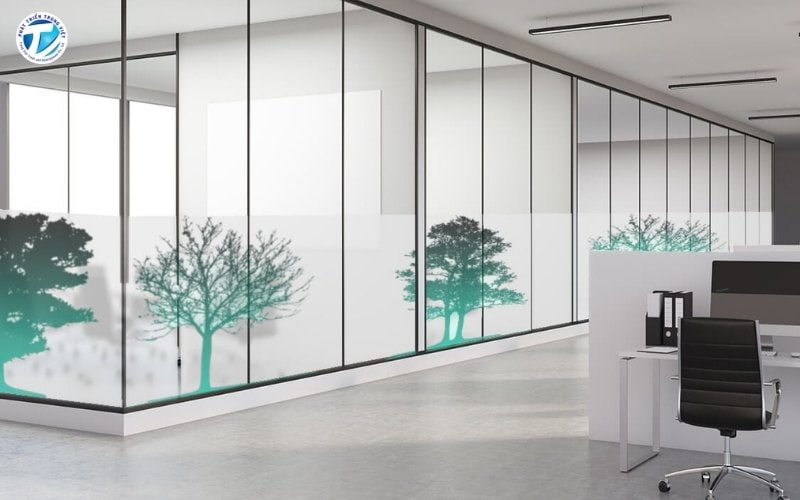 Phối cảnh dán decal kính mờ văn phòng